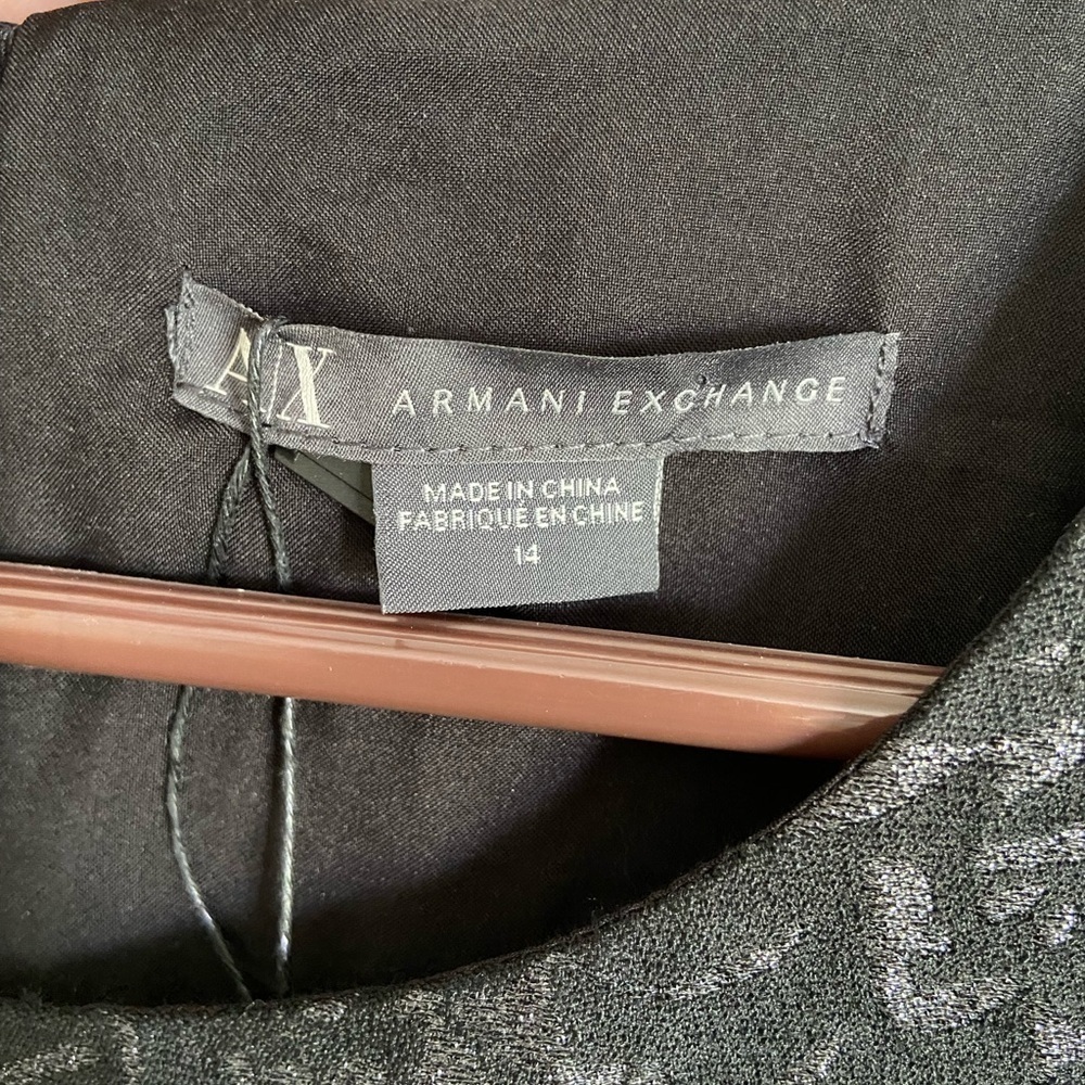 NWT $168 Armani Exchange A|X Fit Flare Jacquard Party Dress Black Sz 14 - Picture 3 of 16